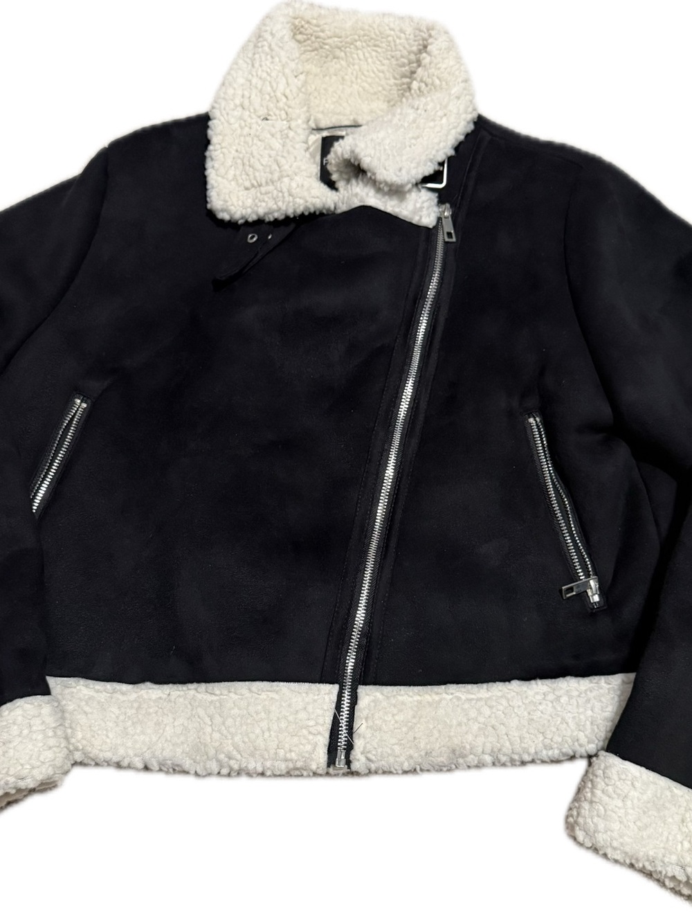 Women’s Black Sherpa-Lined Moto Jacket FashionNova